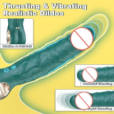 Realistic Thrusting & Vibrating Dildo with Multi-Function Stimulation