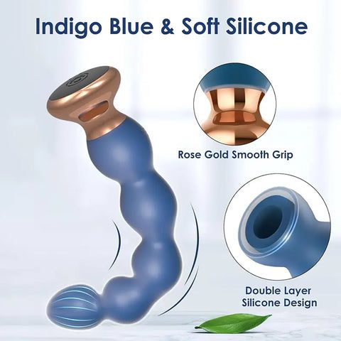 Indigo Dual-Layer Silicone Vibrating Anal Beads