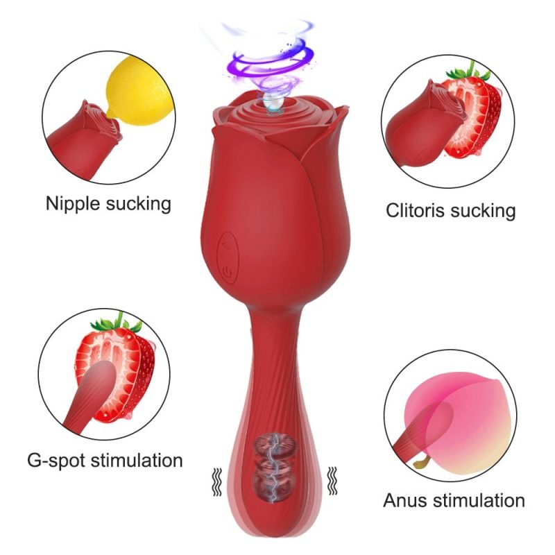 2in1 rose toy sucking clitoral g spot vibrator 634661